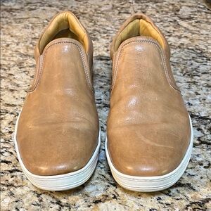 M. Gemi tan leather slip on shoes